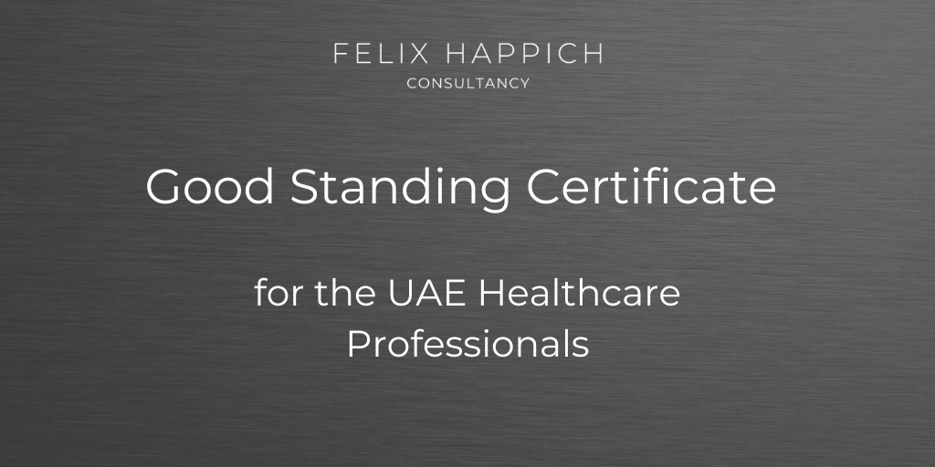 Good Standing Certificate for the UAE Healthcare Professionals